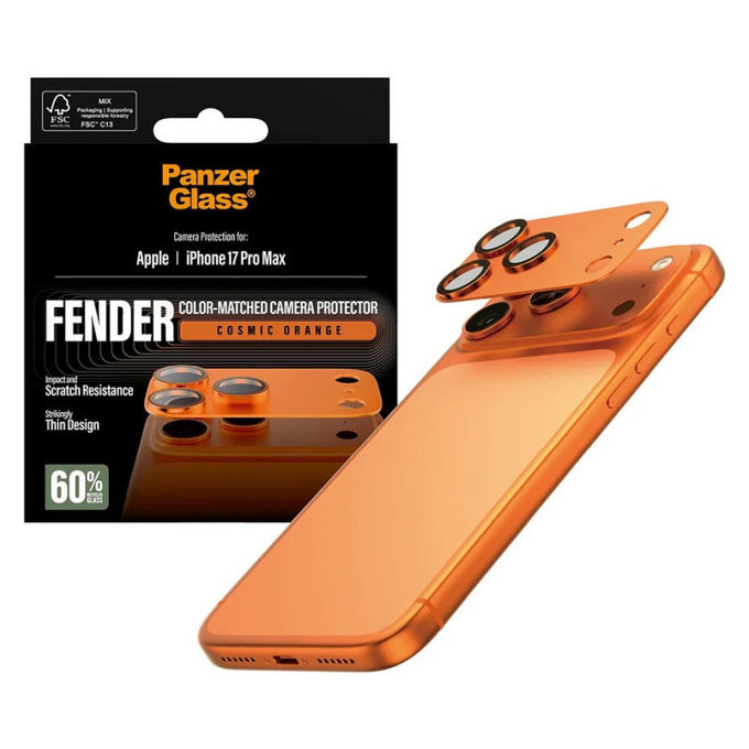 Protezione obiettivo Fender per iPhone 17 Pro Max, Arancione, PanzerGlass
