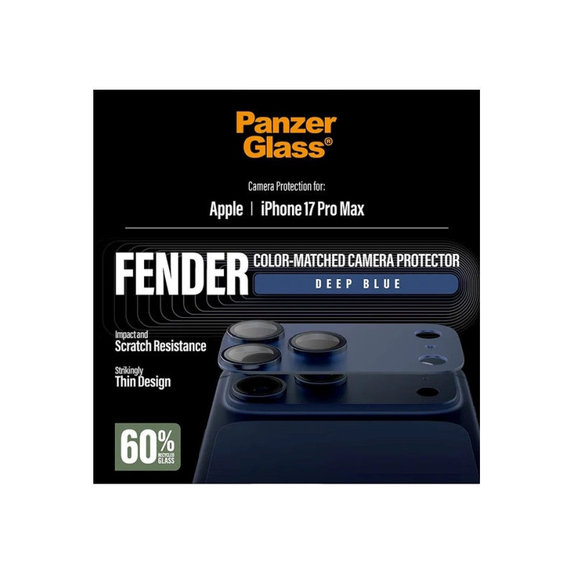 Protezione obiettivo Fender per iPhone 17 Pro Max, Blu, PanzerGlass