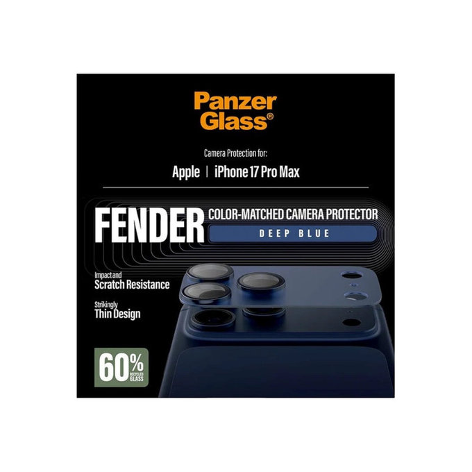 Protezione obiettivo Fender per iPhone 17 Pro Max, Blu, PanzerGlass