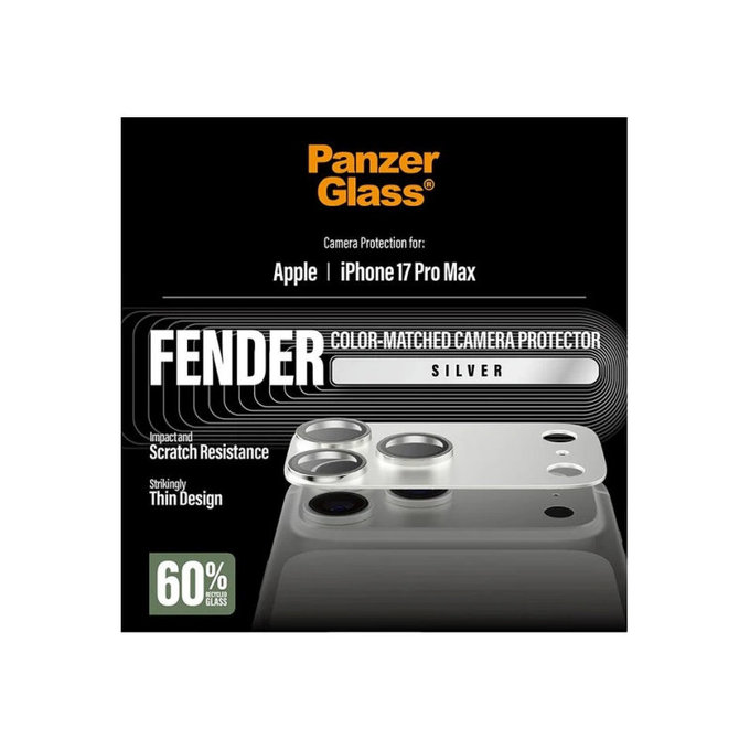 Protezione obiettivo Fender per iPhone 17 Pro Max, Argento, PanzerGlass