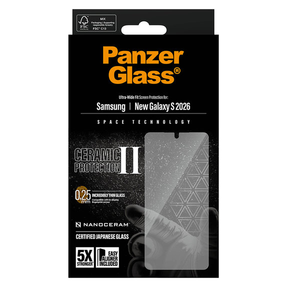 Vetro temperato UWF Ceramic con applicatore per Samsung Galaxy S26, Trasparente, PanzerGlass