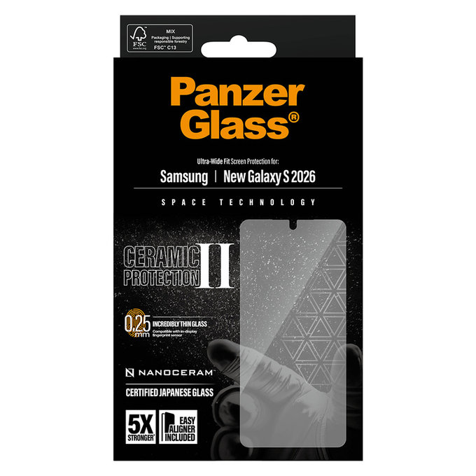 Vetro temperato UWF Ceramic con applicatore per Samsung Galaxy S26, Trasparente, PanzerGlass