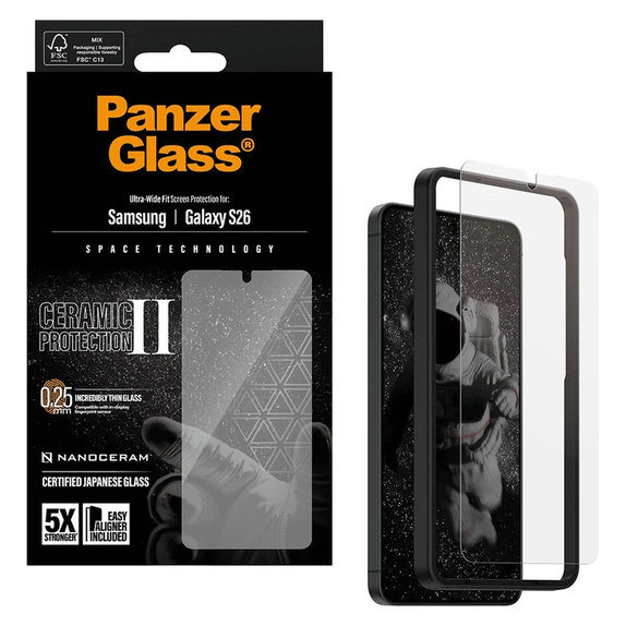 Vetro temperato UWF Ceramic con applicatore per Samsung Galaxy S26, Trasparente, PanzerGlass