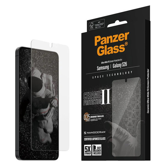 Vetro temperato UWF Ceramic con applicatore per Samsung Galaxy S26, Trasparente, PanzerGlass