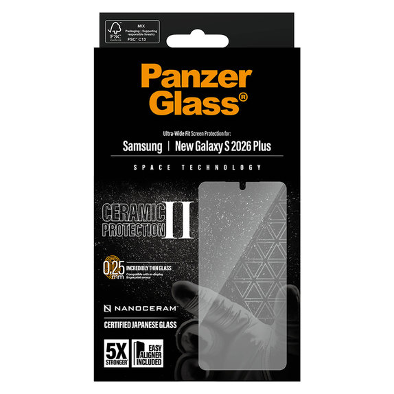 Vetro temperato UWF Ceramic con applicatore per Samsung Galaxy S26+, Trasparente, PanzerGlass