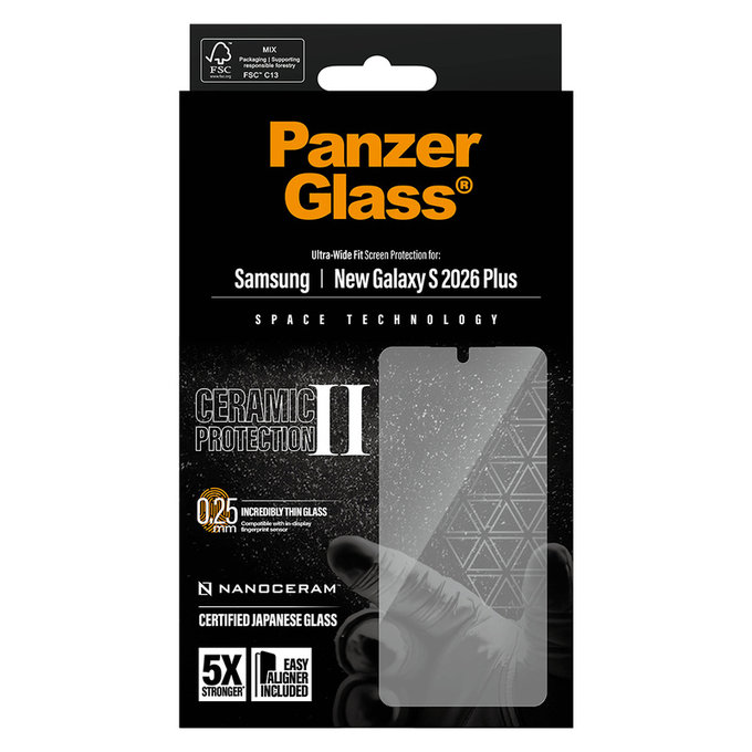 Vetro temperato UWF Ceramic con applicatore per Samsung Galaxy S26+, Trasparente, PanzerGlass