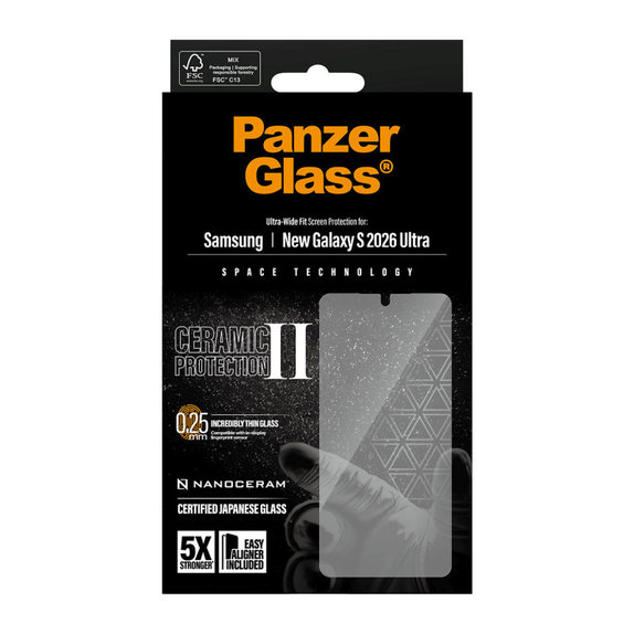 Vetro temperato UWF Ceramic II con applicatore per Samsung S26 Ultra, trasparente, PanzerGlass
