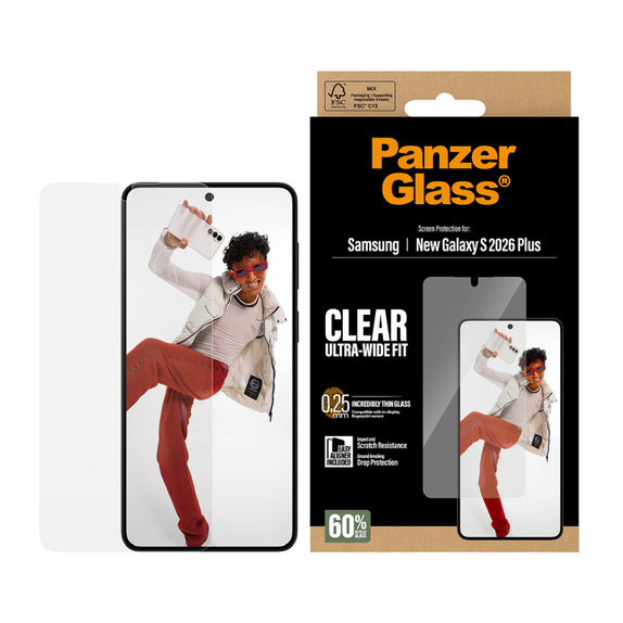 Vetro temperato UWF con applicatore per Samsung S26+, Clear, PanzerGlass