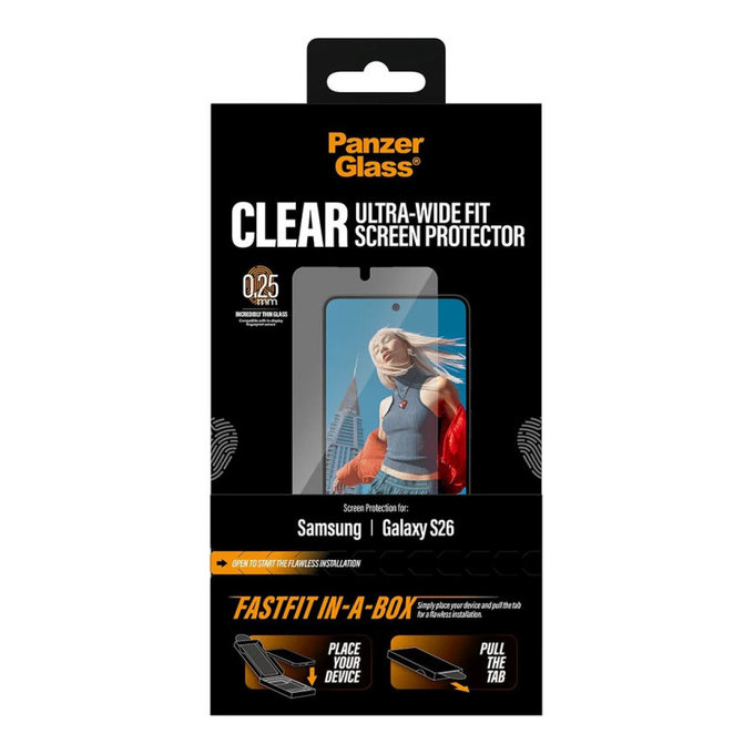 Vetro temperato UWF con FASTFIT In-A-Box per Samsung S26, Trasparente, PanzerGlass