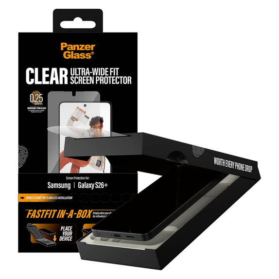 Vetro temperato UWF con FASTFIT In-A-Box per Samsung Galaxy S26+, Trasparente, PanzerGlass