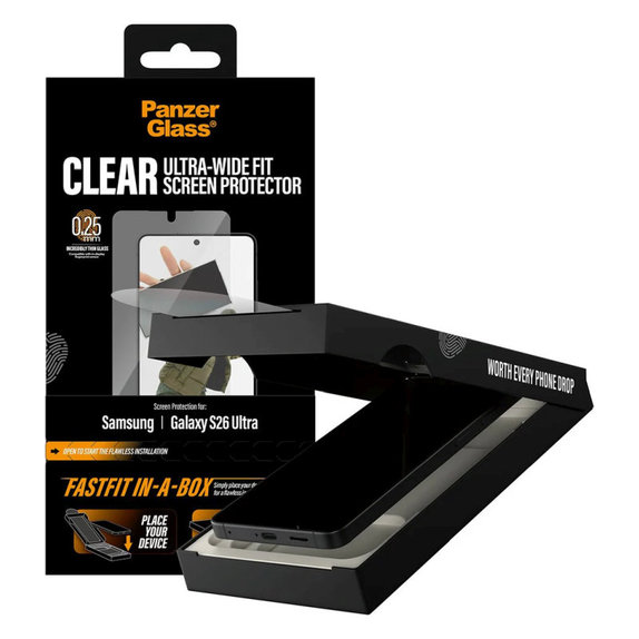 Vetro temperato UWF con FASTFIT In-A-Box per Samsung S26 Ultra, trasparente, PanzerGlass