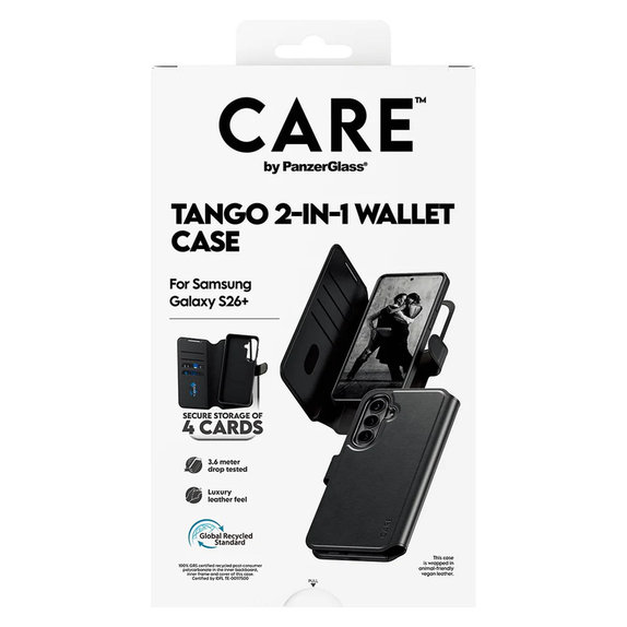 Custodia Tango Wallet Two-In-One con QI per Samsung Galaxy S26+, Nero, PanzerGlass