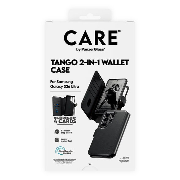 Custodia Wallet Tango Two-In-One con QI per Samsung S26 Ultra, Nero, CARE