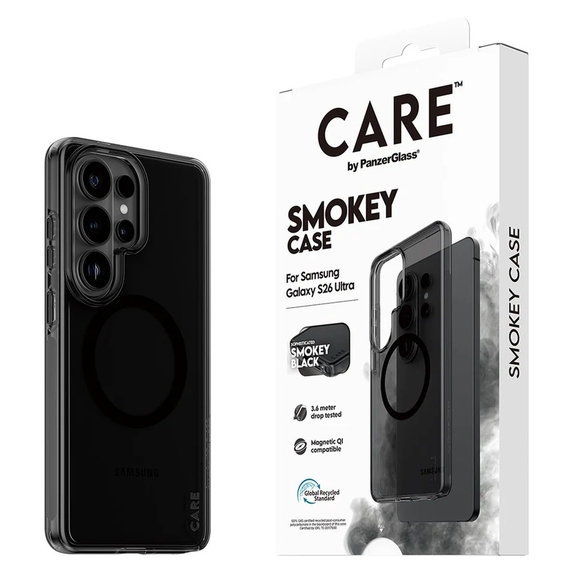 Custodia Smokey con QI nero per Samsung Galaxy S26 Ultra, Nero, PanzerGlass