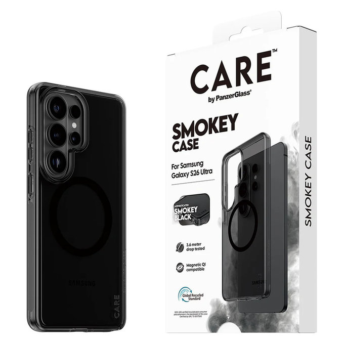 Custodia Smokey con QI nero per Samsung Galaxy S26 Ultra, Nero, PanzerGlass