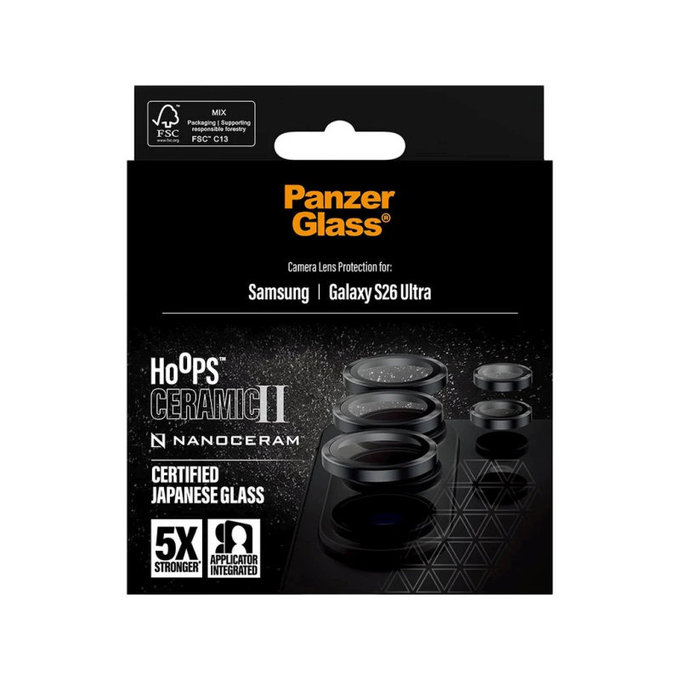 Protezione obiettivo Hoops Ceramic II per Samsung S26 Ultra, Nero, PanzerGlass