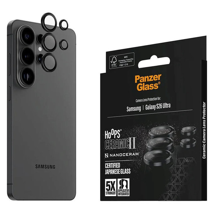 Protezione obiettivo Hoops Ceramic II per Samsung S26 Ultra, Nero, PanzerGlass