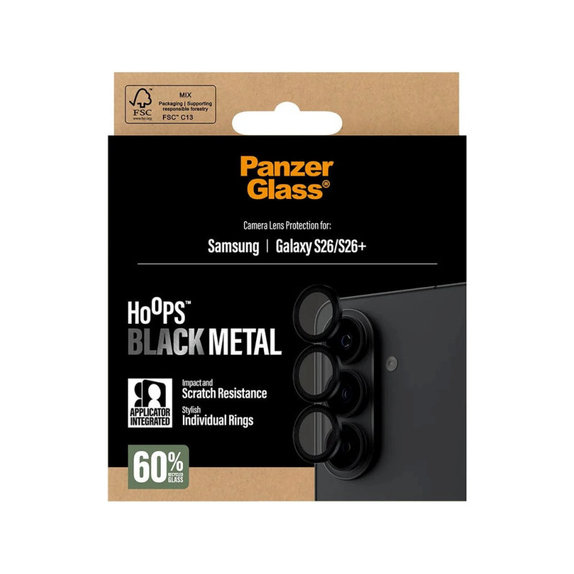 Protezione obiettivo Hoops per Samsung S26/S26+, Nero, PanzerGlass