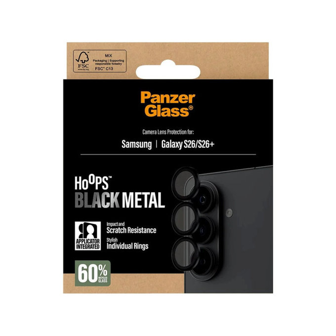 Protezione obiettivo Hoops per Samsung S26/S26+, Nero, PanzerGlass