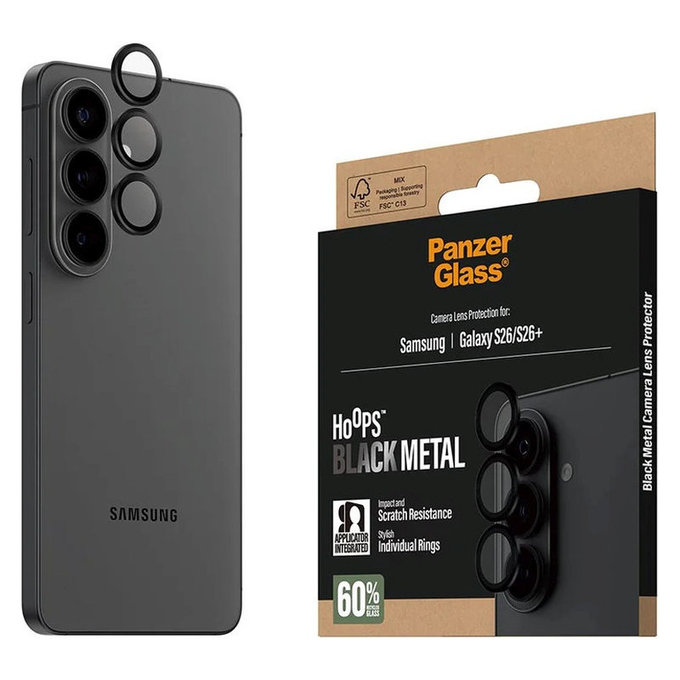 Protezione obiettivo Hoops per Samsung S26/S26+, Nero, PanzerGlass