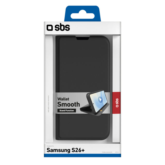 Custodia Book Wallet Smooth per Samsung S26+, Black, SBS