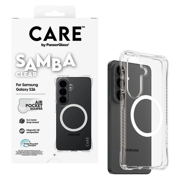 Custodia Samba con QI bianco per Samsung Galaxy S26, Trasparente, PanzerGlass