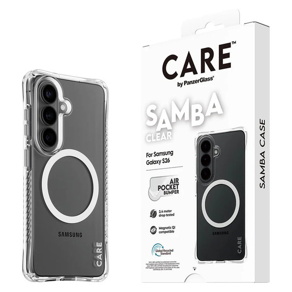Custodia Samba con QI bianco per Samsung Galaxy S26, Trasparente, PanzerGlass