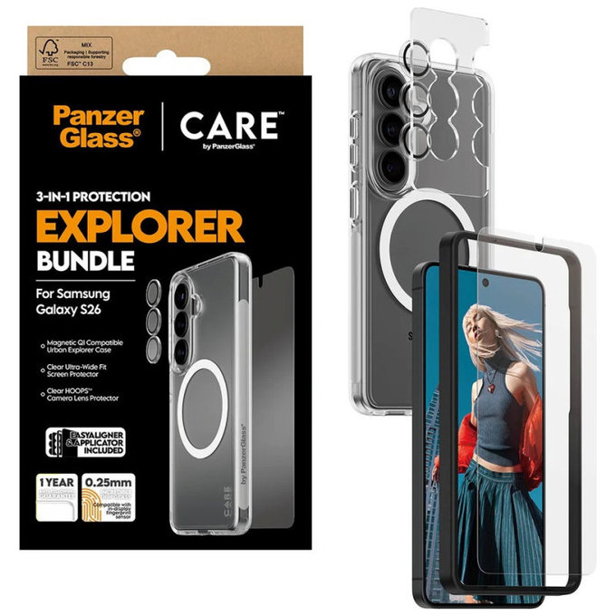 Bundle 3-in-1 Explorer per Samsung S26, PanzerGlass