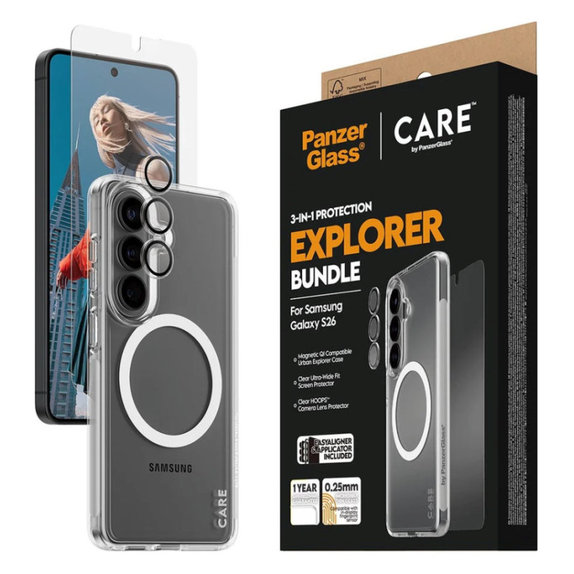Bundle 3-in-1 Explorer per Samsung S26, PanzerGlass