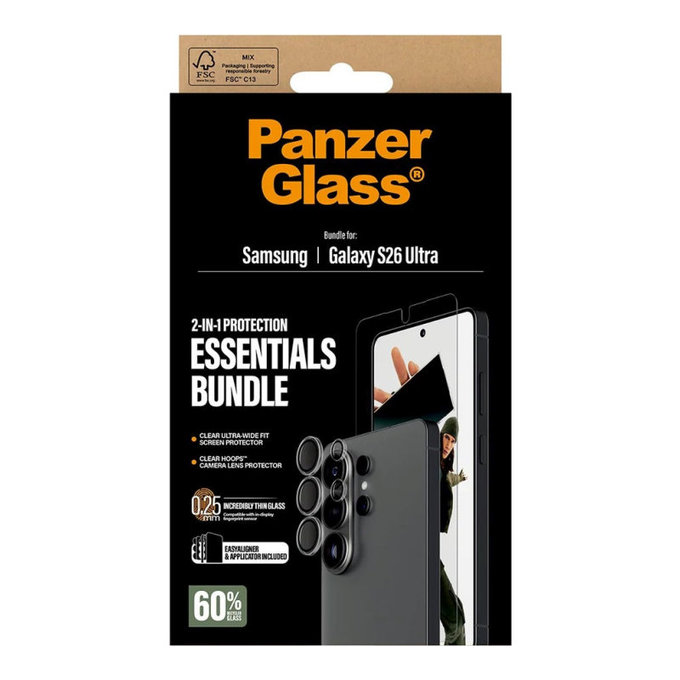 Bundle Essentials 2-in-1 per Samsung S26 Ultra, PanzerGlass