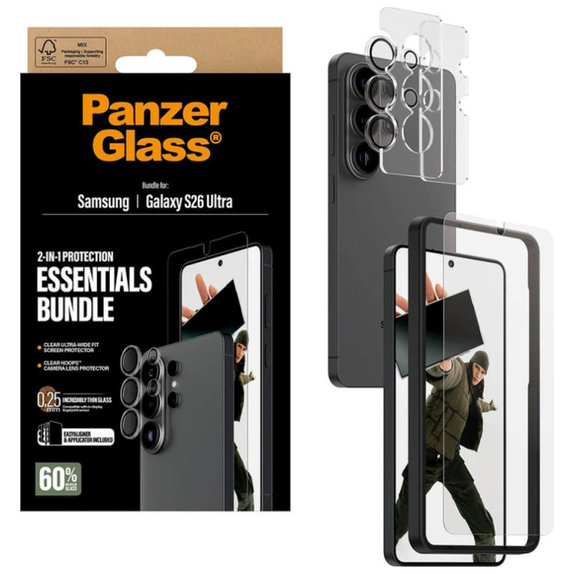 Bundle Essentials 2-in-1 per Samsung S26 Ultra, PanzerGlass