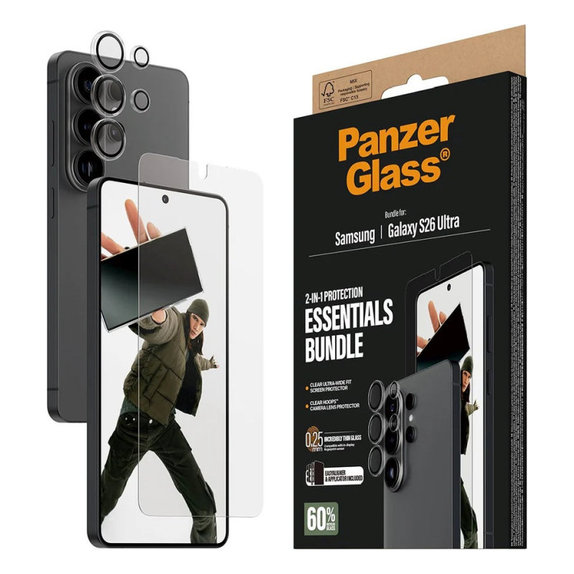 Bundle Essentials 2-in-1 per Samsung S26 Ultra, PanzerGlass