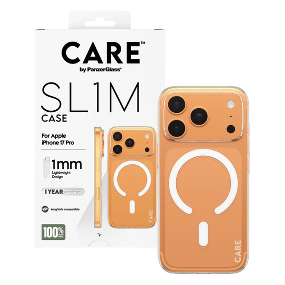 Custodia SL1M per iPhone 17 Pro, Trasparente, CARE