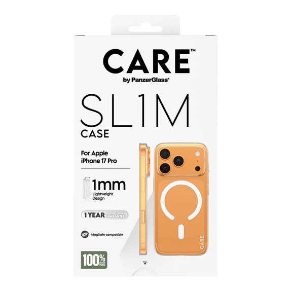 Custodia SL1M per iPhone 17 Pro, Trasparente, CARE