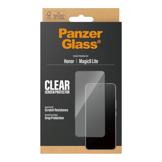 Vetro temperato UWF per Honor Magic8 Lite, Nero, PanzerGlass