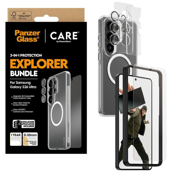 Bundle 3-in-1 Explorer per Samsung S26 Ultra, PanzerGlass