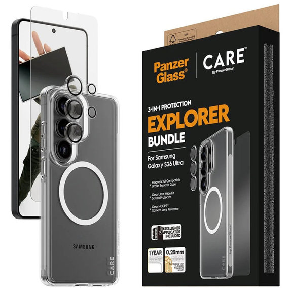 Bundle 3-in-1 Explorer per Samsung S26 Ultra, PanzerGlass