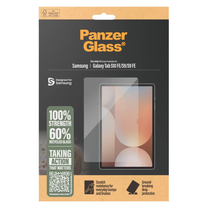 Vetro temperato UWF per Samsung Galaxy Tab S10 FE/S9/S9 FE, Trasparente, PanzerGlass