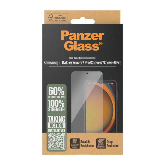Vetro temperato UWF per Samsung Galaxy Xcover7 Pro/Xcover7/Xcover6 Pro, Trasparente, PanzerGlass