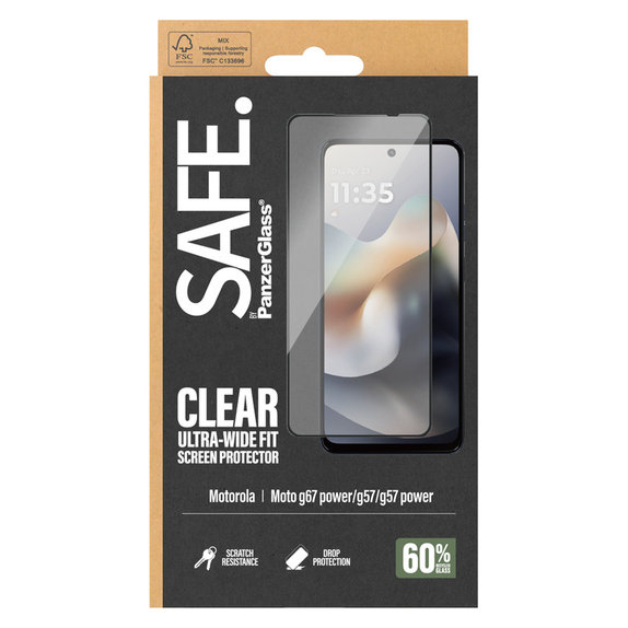 Vetro temperato UWF per Motorola Moto G57 Power 5G, Nero, SAFE by PanzerGlass