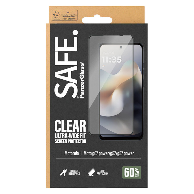 Vetro temperato UWF per Motorola Moto G57 Power 5G, Nero, SAFE by PanzerGlass
