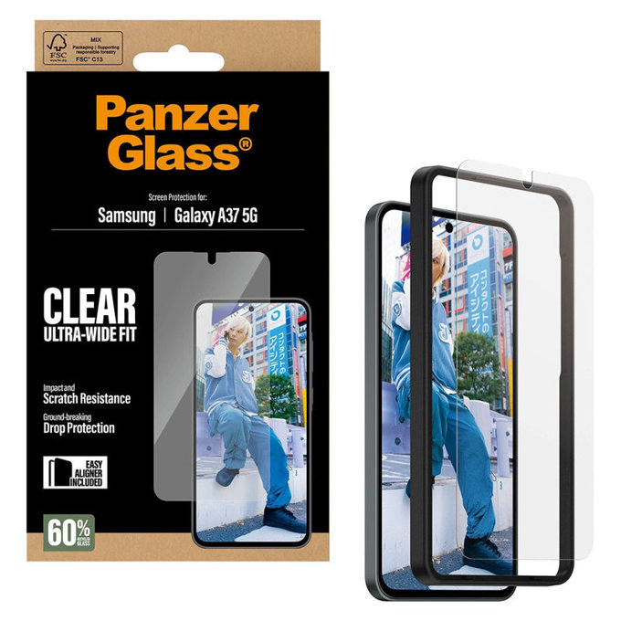 PanzerGlass - Vetro temperato UWF con applicatore per Samsung Galaxy A37, trasparente