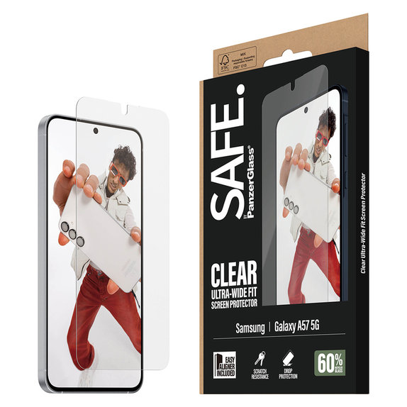 Vetro temperato UWF con applicatore per Samsung Galaxy A57, Trasparente, SAFE by PanzerGlass