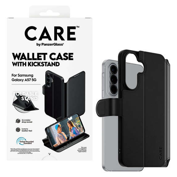 Custodia Wallet Kickstand per Samsung Galaxy A57, Nero, PanzerGlass