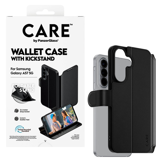Custodia Wallet Kickstand per Samsung Galaxy A57, Nero, PanzerGlass