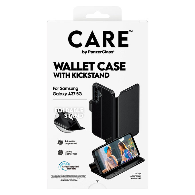 Custodia Wallet Kickstand per Samsung Galaxy A37, Nero, PanzerGlass