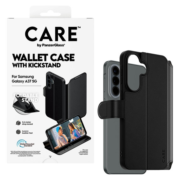 Custodia Wallet Kickstand per Samsung Galaxy A37, Nero, PanzerGlass