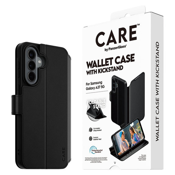 Custodia Wallet Kickstand per Samsung Galaxy A37, Nero, PanzerGlass