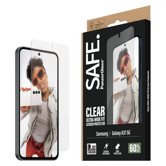 Vetro temperato UWF con applicatore per Samsung Galaxy A37, Trasparente, SAFE by PanzerGlass