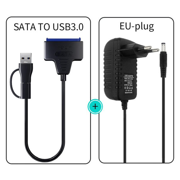 Adattatore USB 3.0 / USB-C a SATA per HDD/SSD da 2,5" e 3,5", con alimentatore